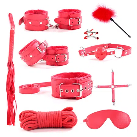 Set Sumisión de 10 piezas, BDSM bondage (rojo)