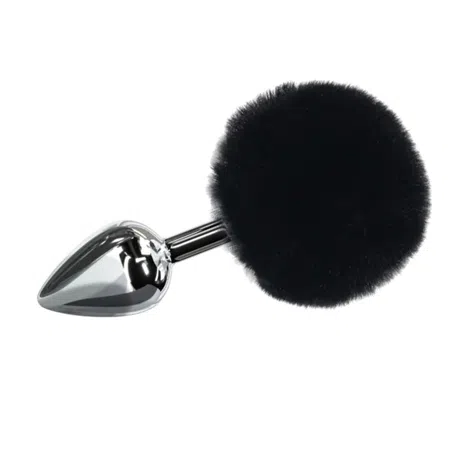 Cola de conejo juguete anal, color negro