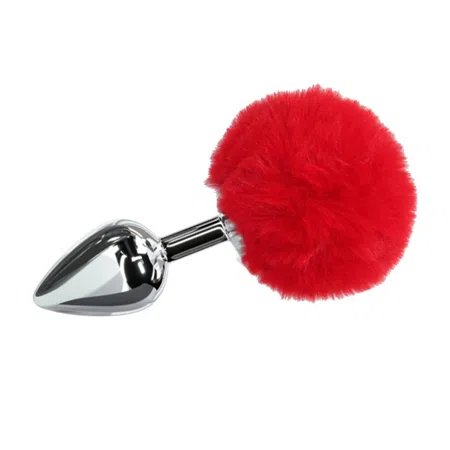 Cola de conejo juguete anal, color rojo