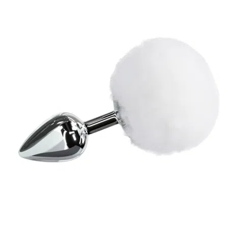 Cola de conejo juguete anal, color blanco