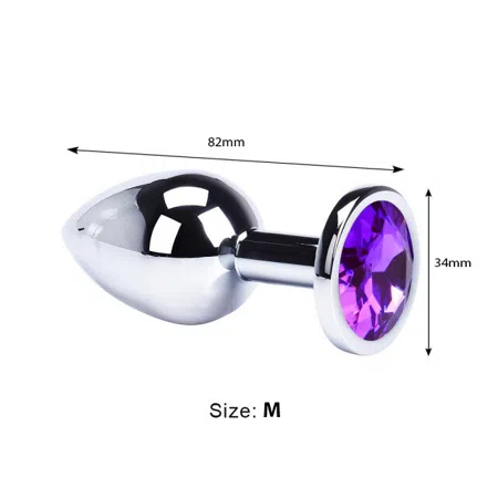 Plug anal plateado, tamaño mediano, color: morado