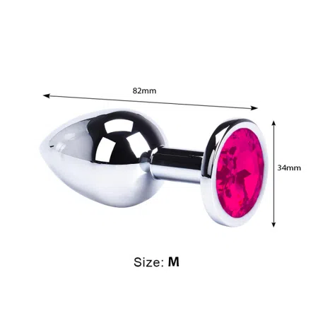 Plug anal plateado, tamaño mediano, color: fucsia