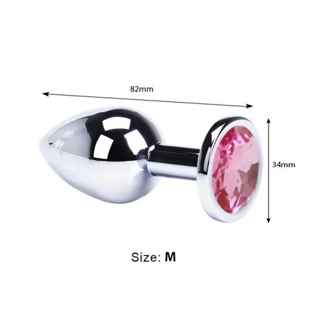 Plug anal plateado, tamaño mediano, color: rosado