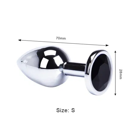 Plug anal plateado, tamaño pequeño, color: negro