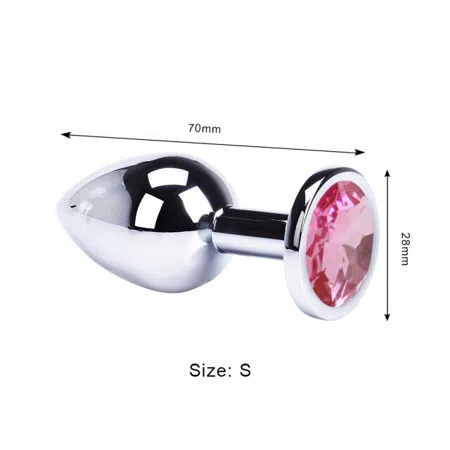 Plug anal plateado, tamaño pequeño, color: rosado