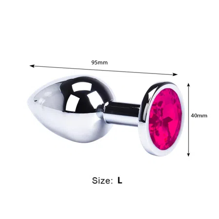 Plug anal plateado, tamaño grande, color: fucsia