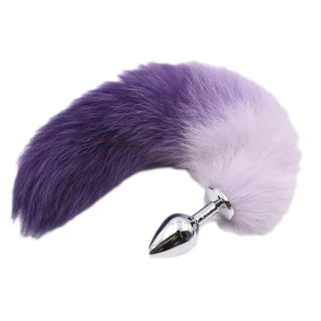 Cola de zorro morado dos tonos, plug metal tamaño M