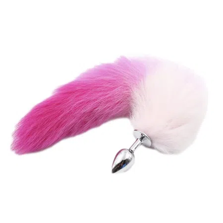 Cola de zorro rosado y fucsia, plug metal tamaño S