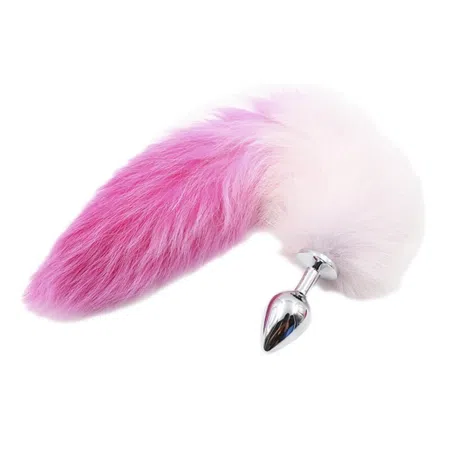 Cola de zorro rosado y fucsia, plug metal tamaño M