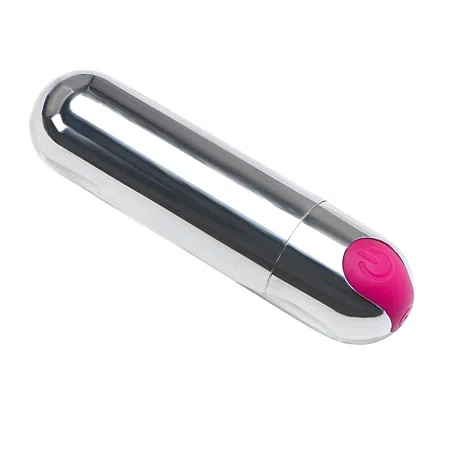 Mini bala vibradora USB, plateado y fucsia