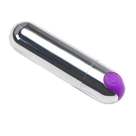 Mini bala vibradora USB, plateado y morado